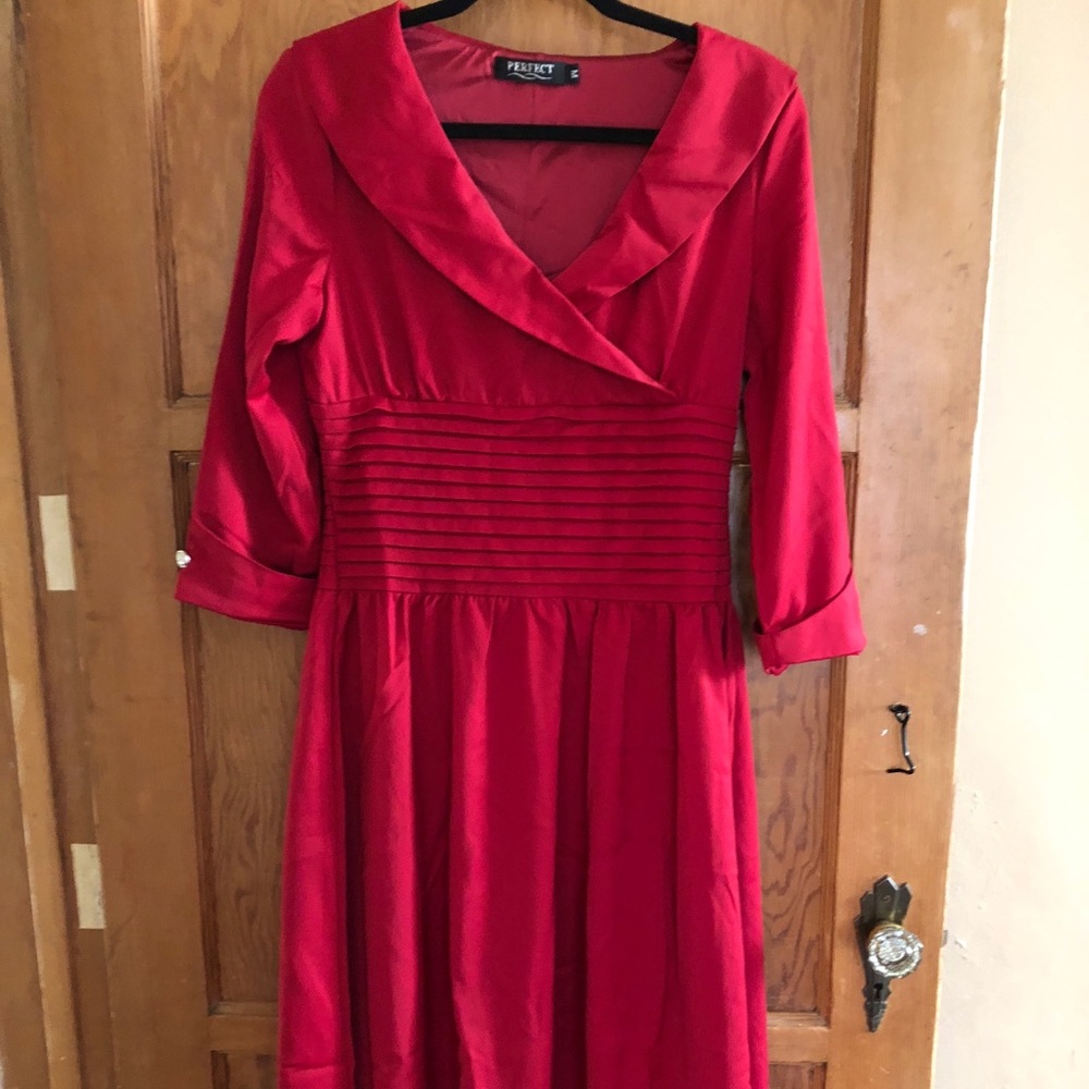 Vintage style Swing Dress Garnet Red Medium